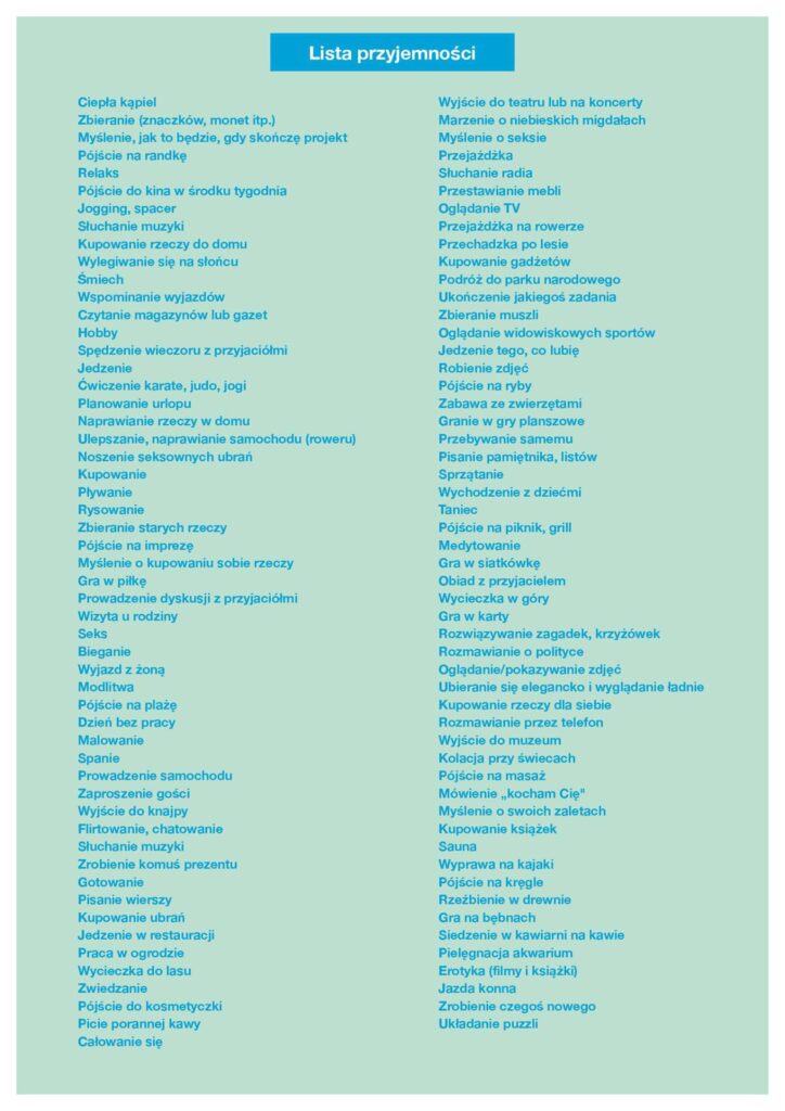 lista przyjemności