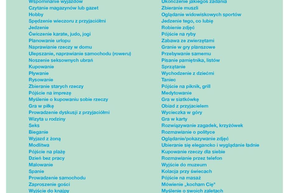 lista przyjemności